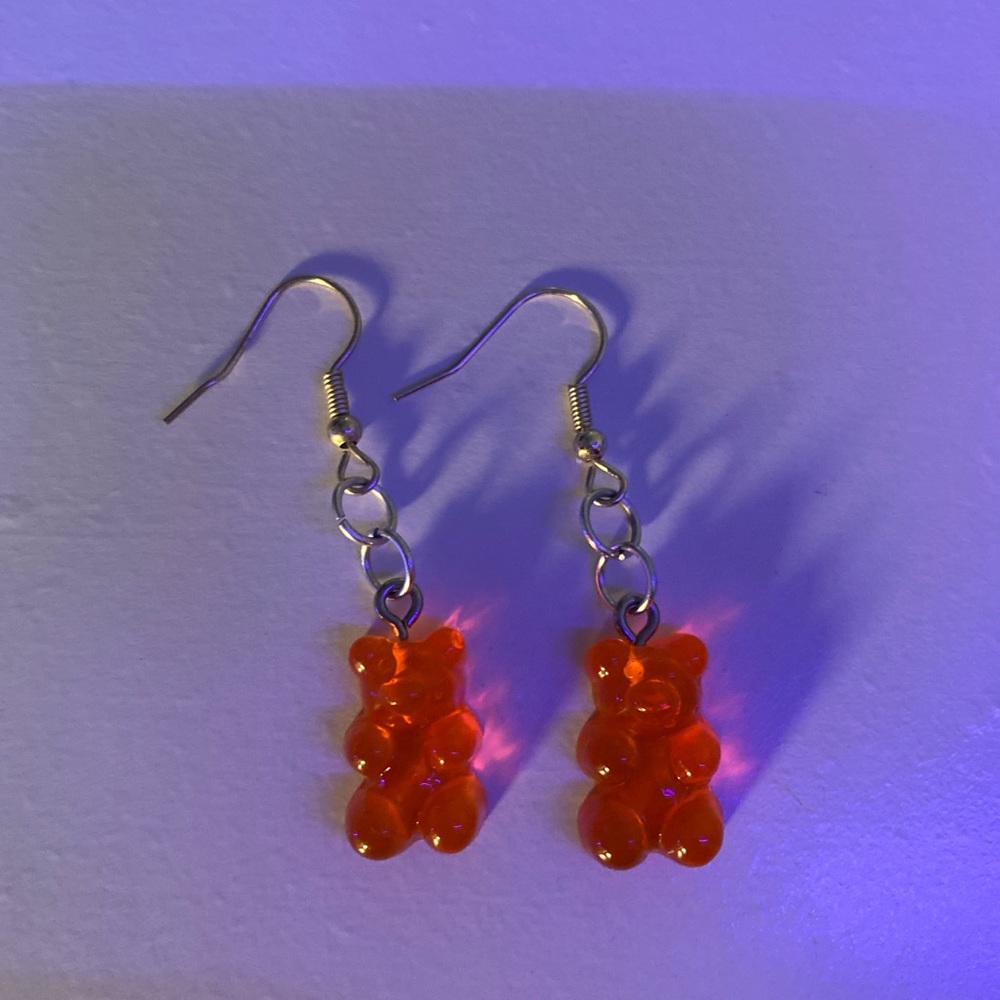 Red gummy bear earrings